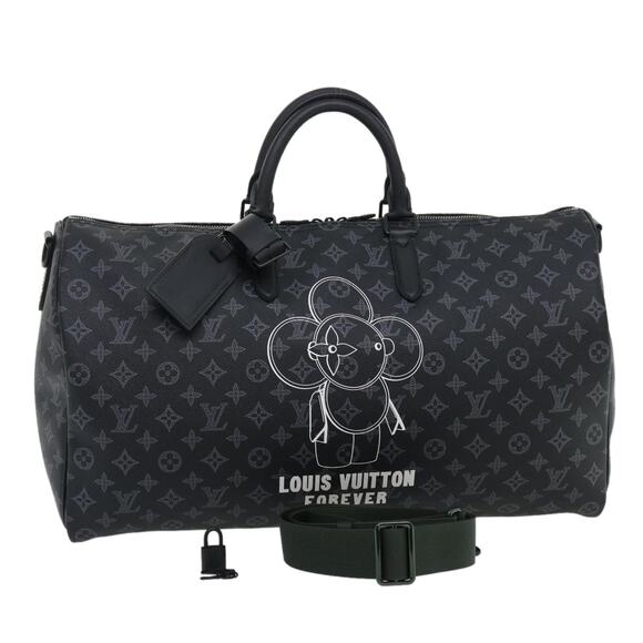 LOUIS VUITTON Monogram Eclipse Vivienne Keepall 50 Boston Bag M43683 - Picture 1 of 16